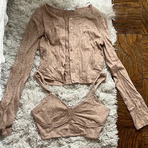 Zara Cardigan Crop Top Set